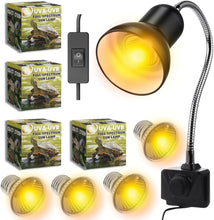 Cargar imagen en el visor de la galería, Kit 4 bombillas UVB 3.0 25W y 50W + Portalámparas