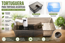 Cargar imagen en el visor de la galería, Tortuguera para Tortugas Acuáticas con Zona Seca – Hábitat Completo, Ventilado y Fácil de Limpiar
