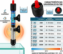 Charger l'image dans la galerie, Calentador de Acuario Sumergible - Temperatura Regulable 18-34°C, con Ventosas de Sujeción
